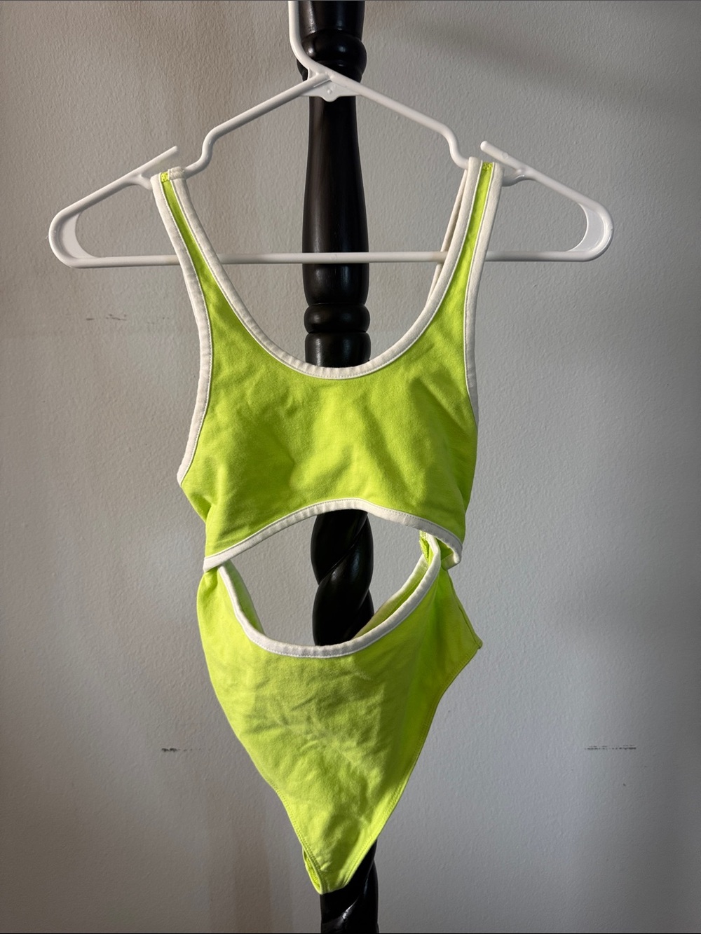 Urban Outfitters Neon Lime Cutout Bodysuit with White Trim 27.B